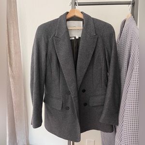 Mango Committed Collection grey wool blazer coat